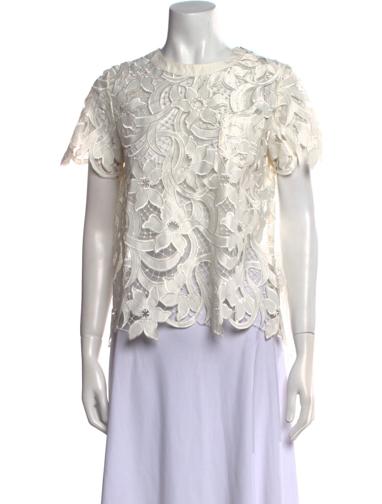 Sacai Patterned Crew Neck Blouse