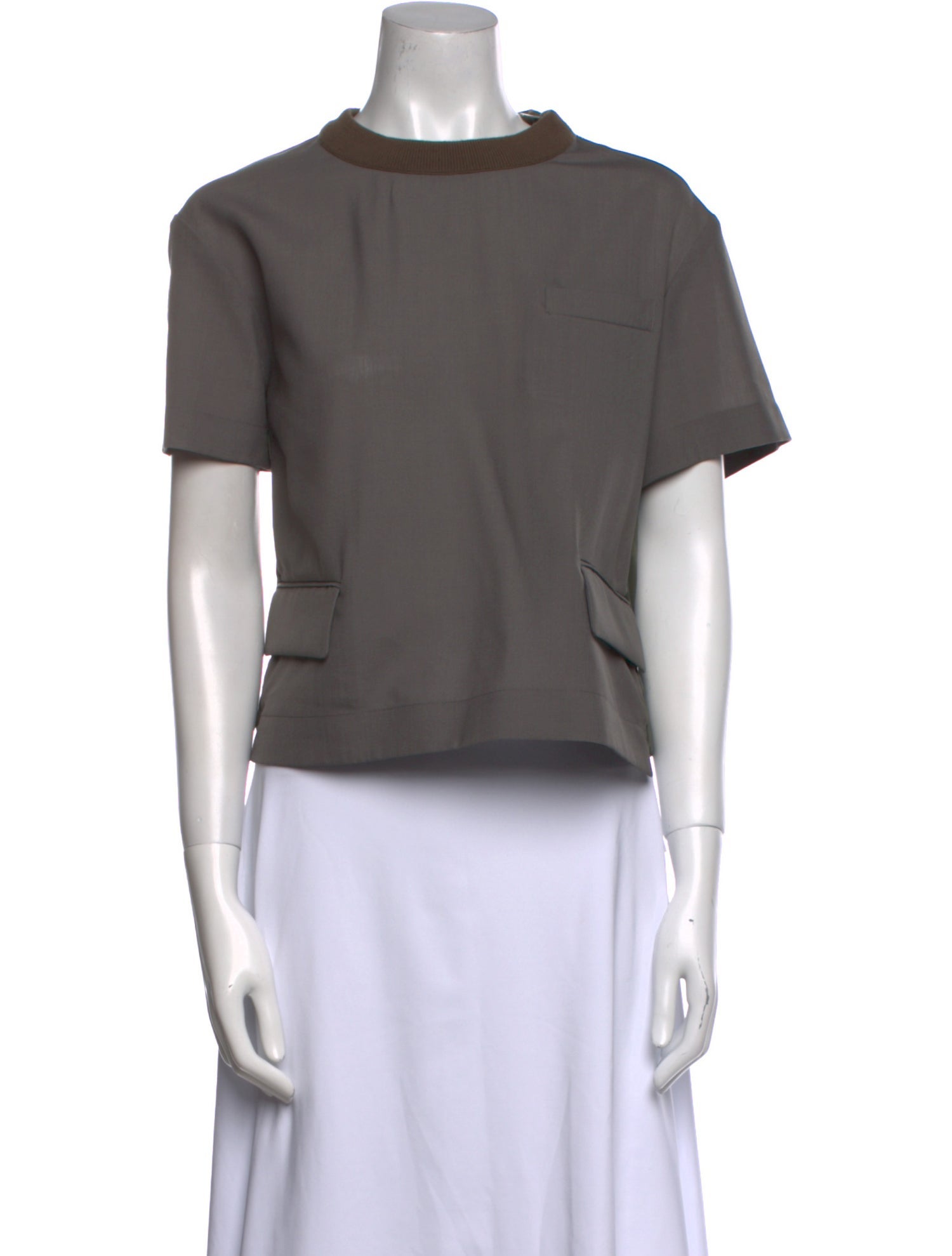 Sacai Scoop Neck Short Sleeve Crop Top