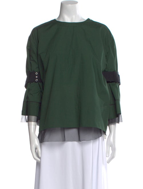 Sacai Scoop Neck Three-Quarter Sleeve Blouse
