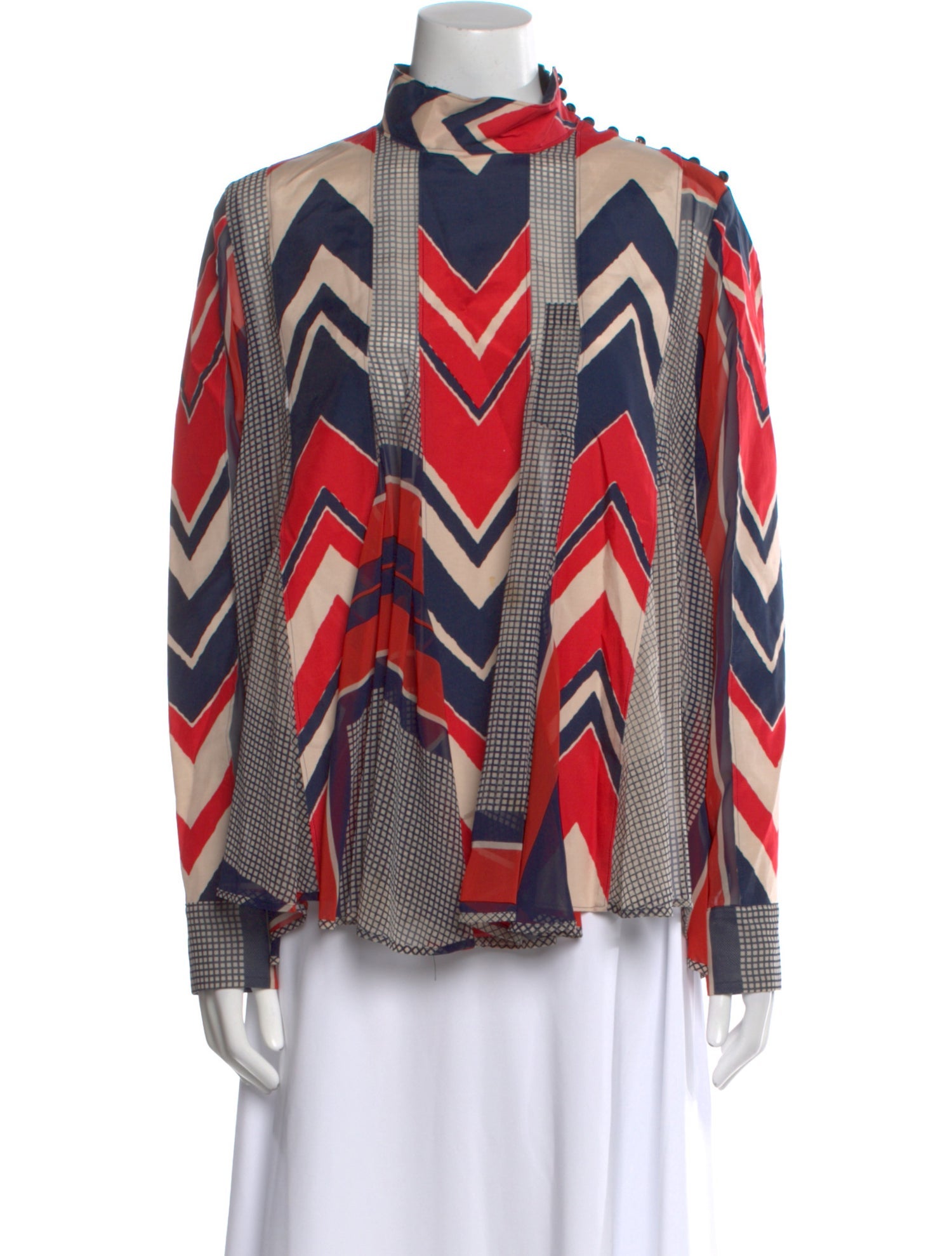 Sacai Striped Mock Neck Blouse