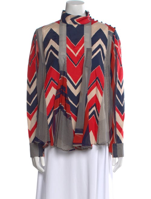 Sacai Striped Mock Neck Blouse