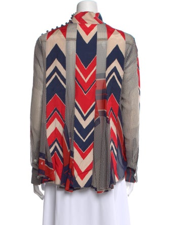 Sacai Striped Mock Neck Blouse