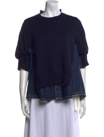 Sacai Mock Neck Three-Quarter Sleeve Blouse