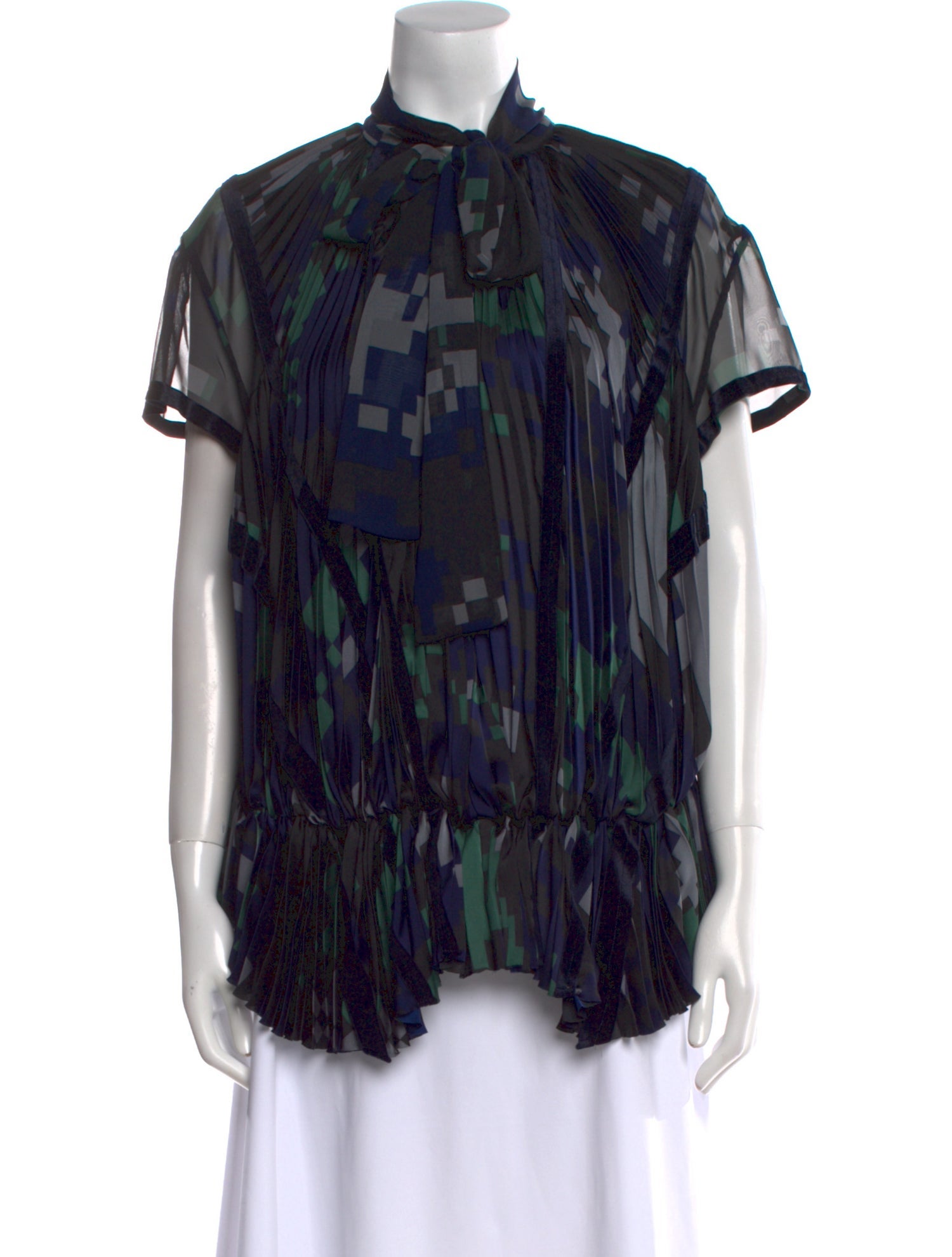 Sacai Printed Mock Neck Blouse