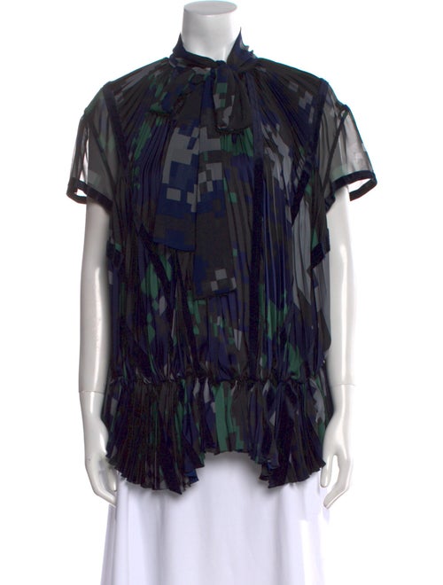 Sacai Printed Mock Neck Blouse