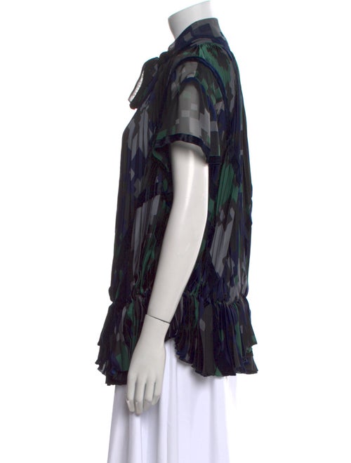 Sacai Printed Mock Neck Blouse