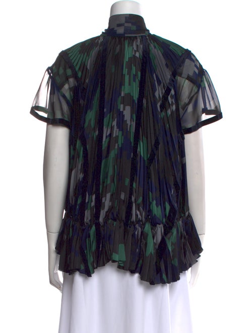 Sacai Printed Mock Neck Blouse