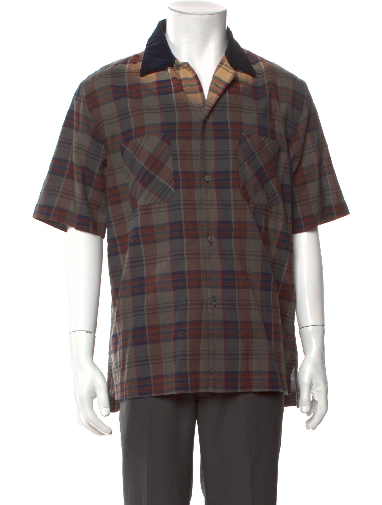 Sacai Plaid Print Short Sleeve Shirt