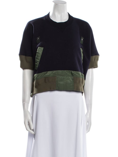 Sacai Printed Crew Neck Crop Top