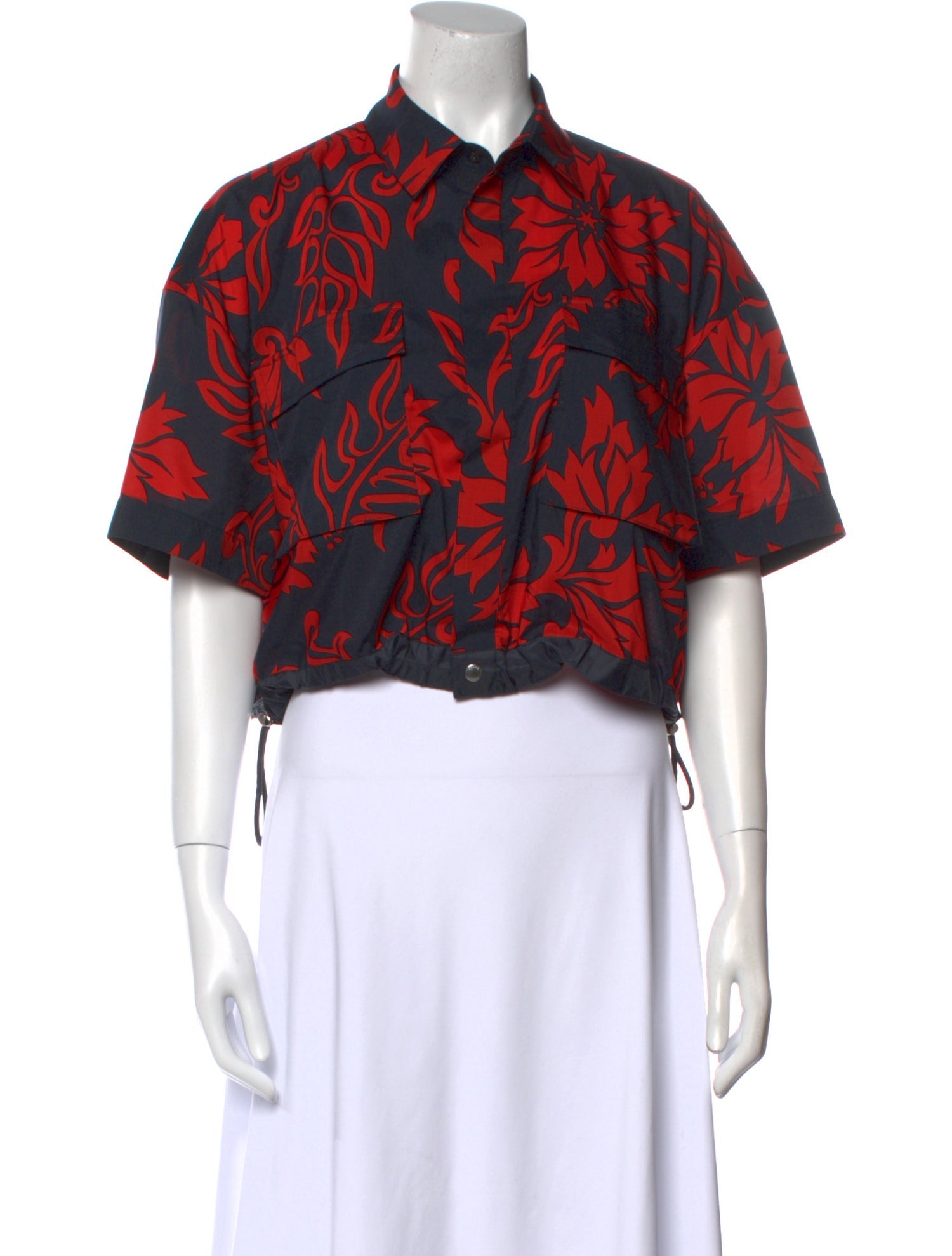 Sacai Printed Short Sleeve Crop Top