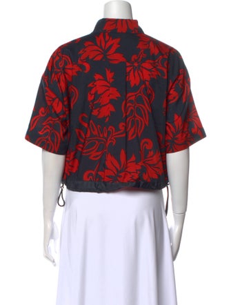 Sacai Printed Short Sleeve Crop Top