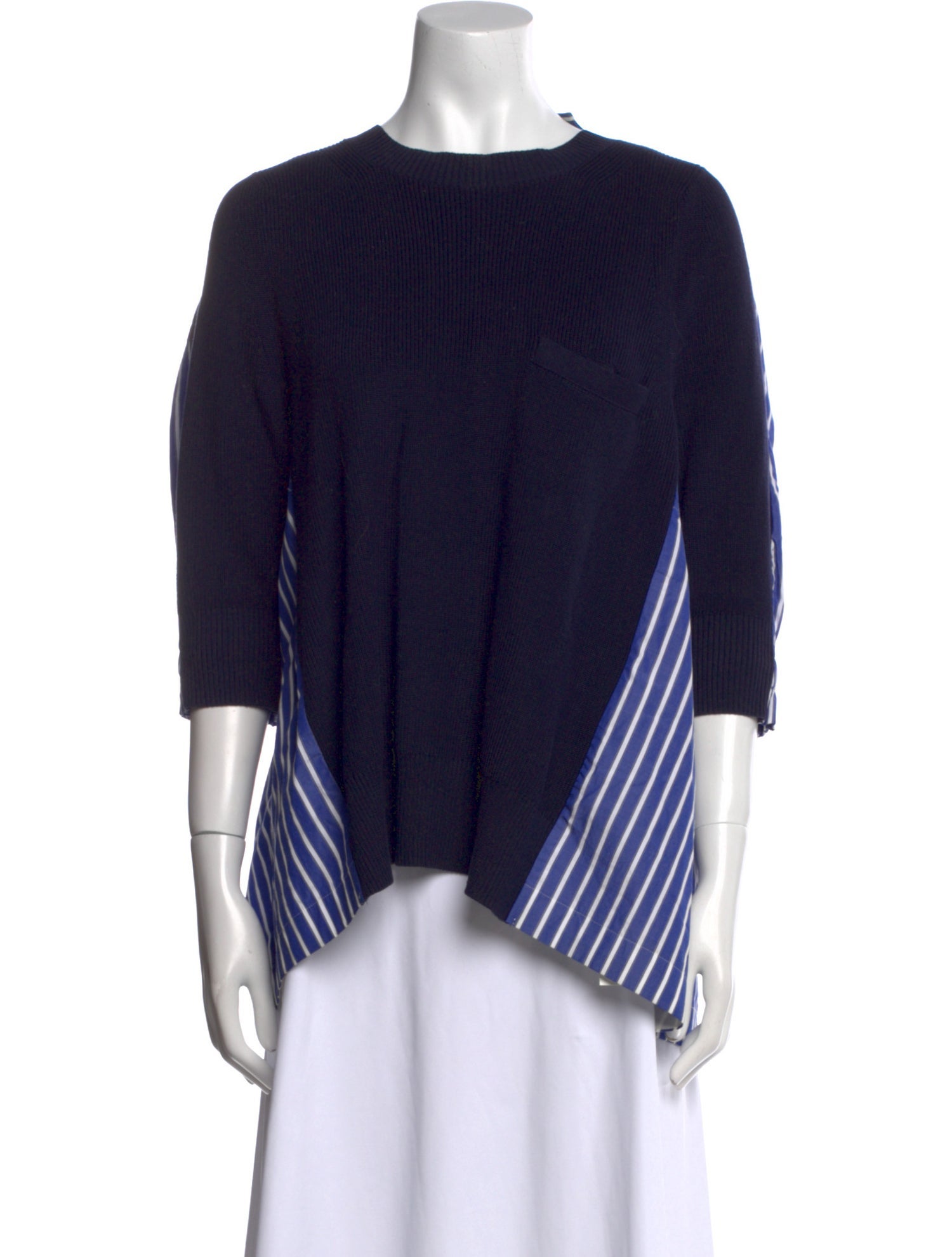 Sacai Striped Crew Neck Blouse
