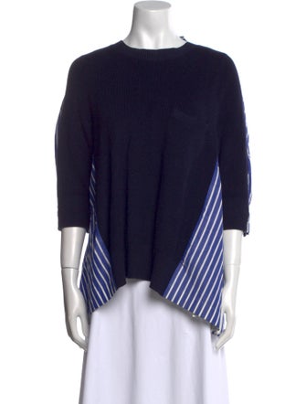 Sacai Striped Crew Neck Blouse