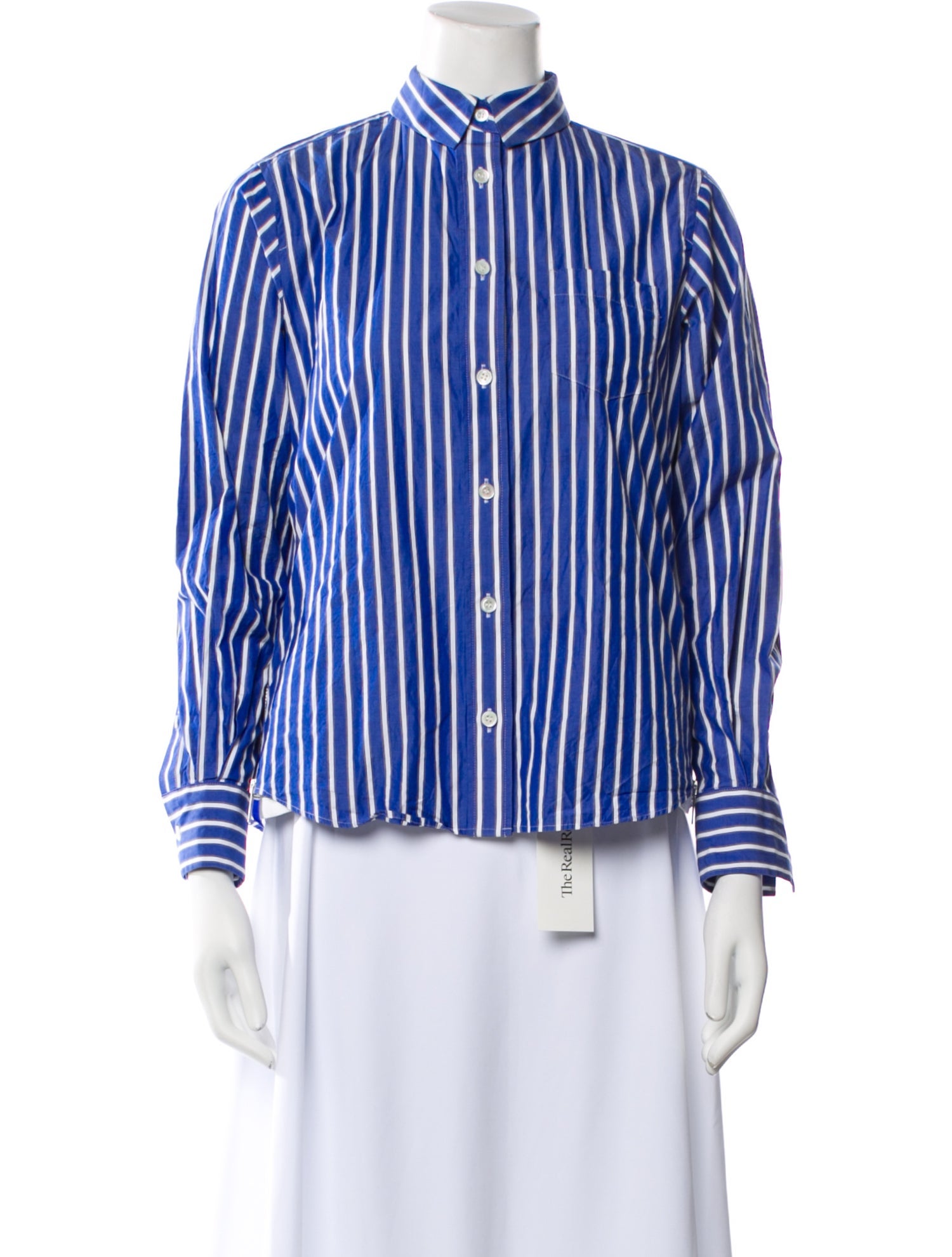 Sacai Striped Long Sleeve Button-Up Top
