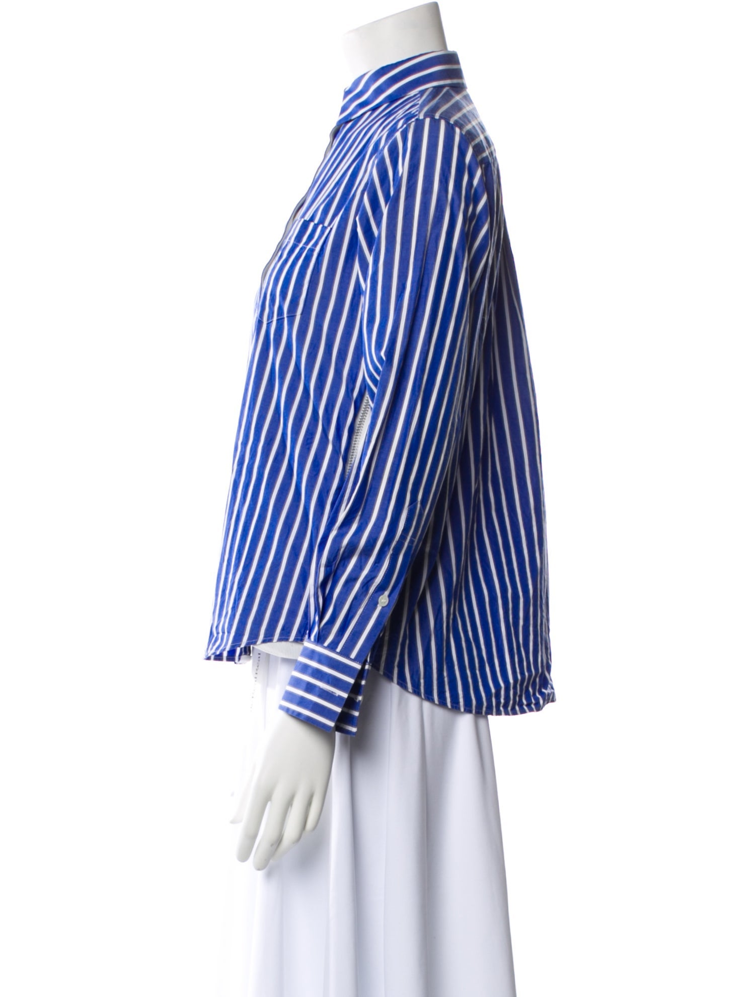 Sacai Striped Long Sleeve Button-Up Top