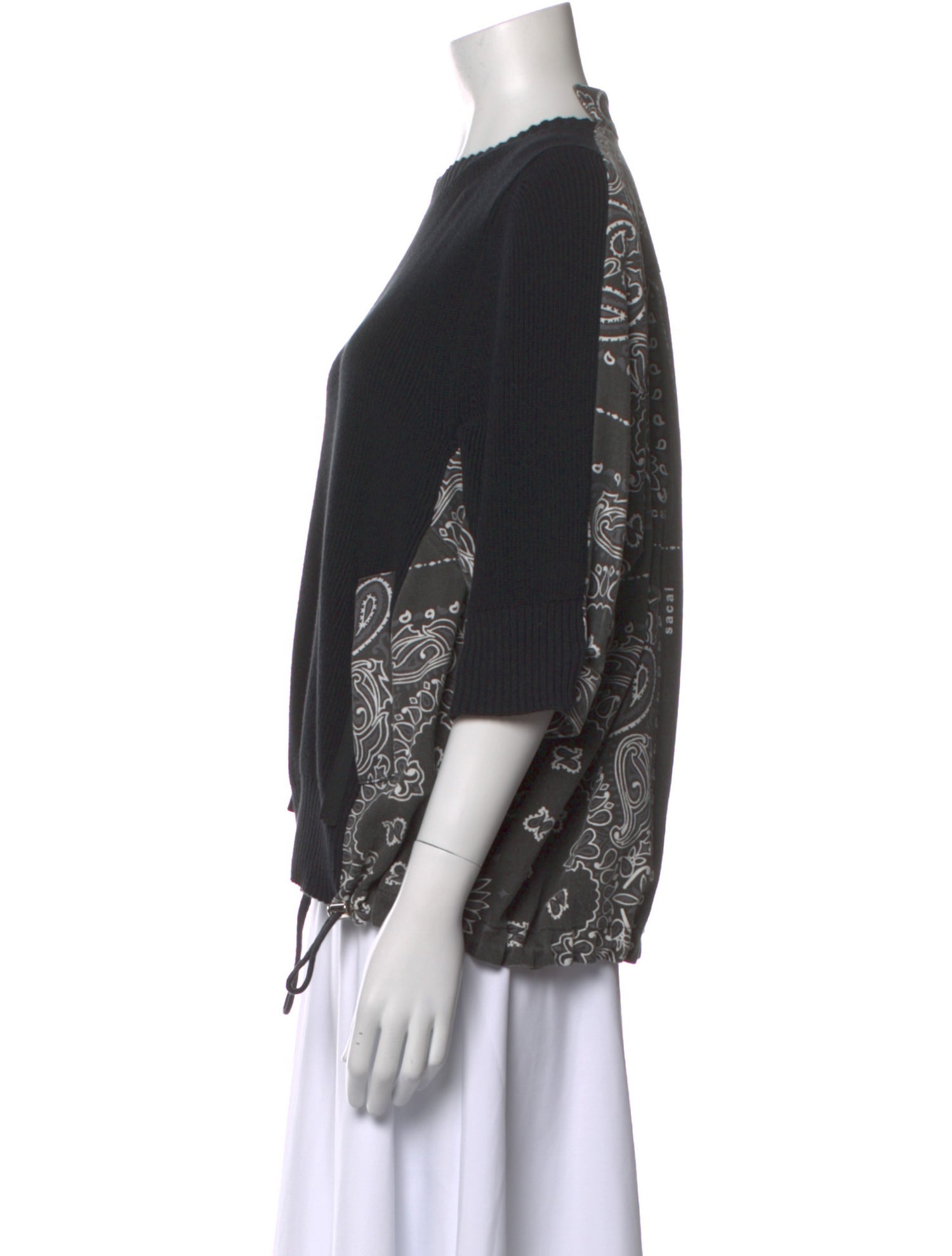 Sacai Crew Neck Three-Quarter Sleeve Top