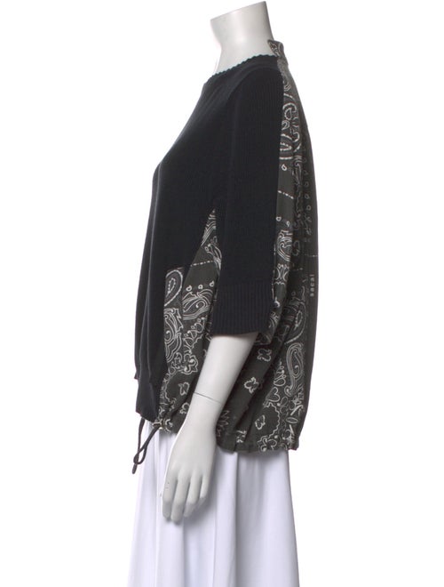 Sacai Crew Neck Three-Quarter Sleeve Top