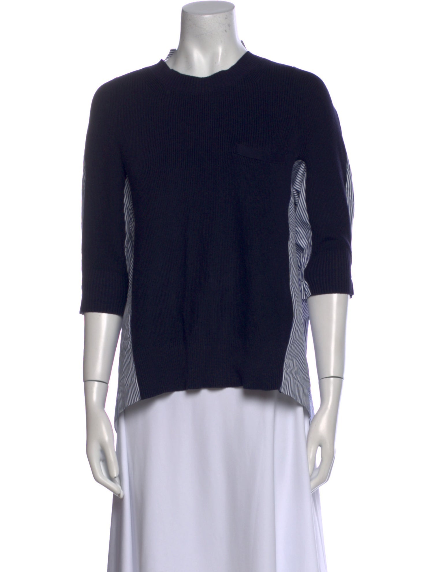 Sacai Crew Neck Three-Quarter Sleeve Top