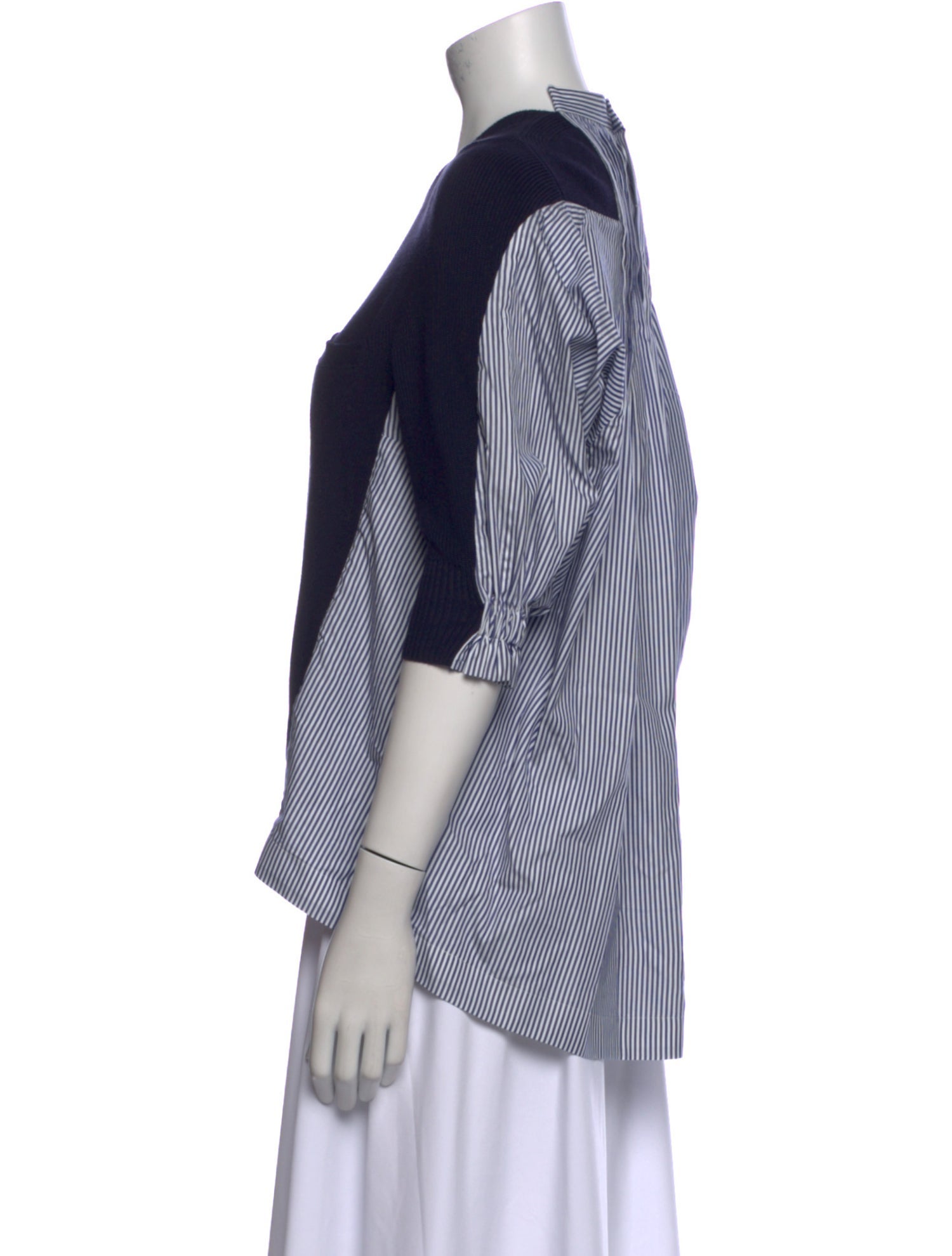 Sacai Crew Neck Three-Quarter Sleeve Top