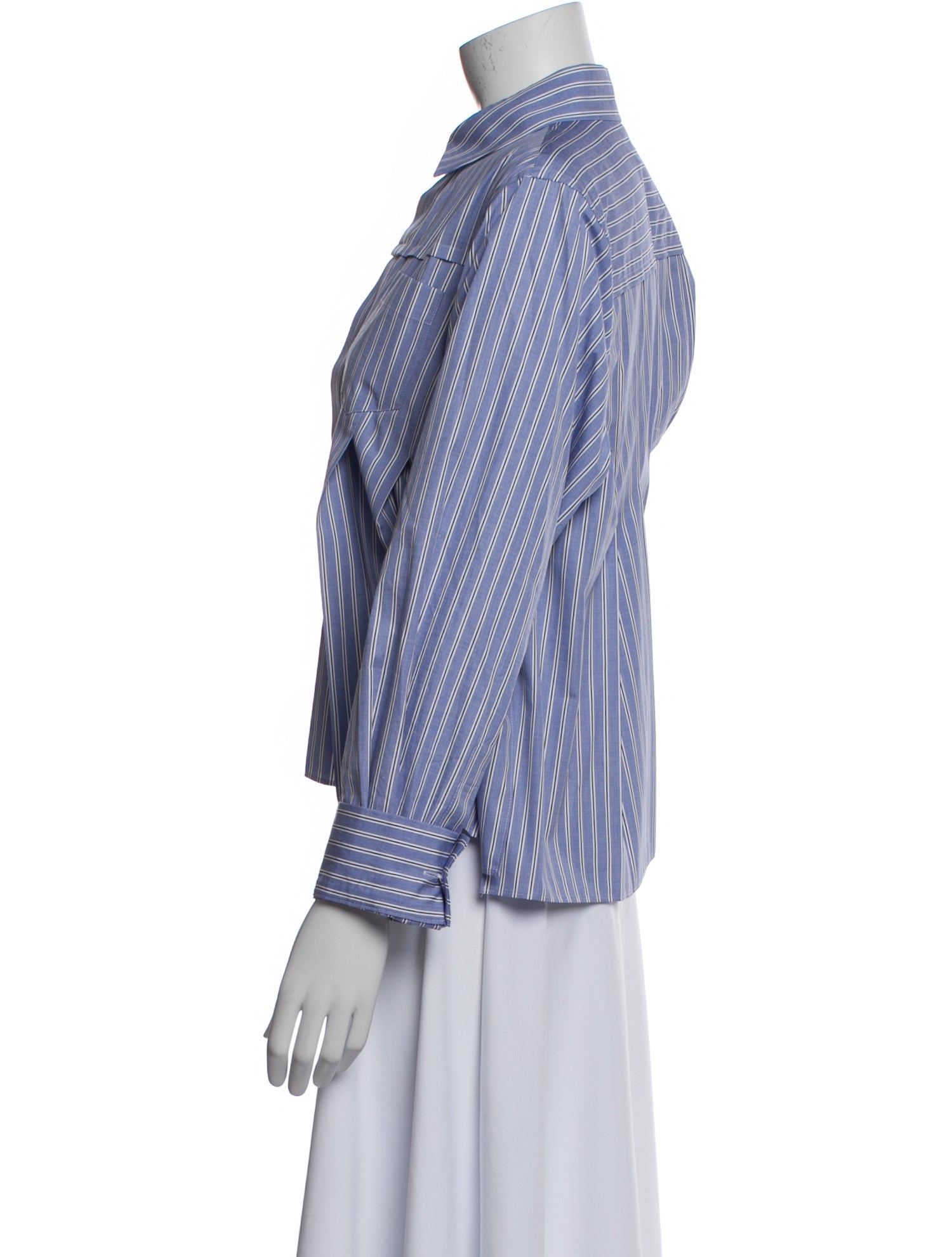 Sacai Striped Long Sleeve Button-Up Top