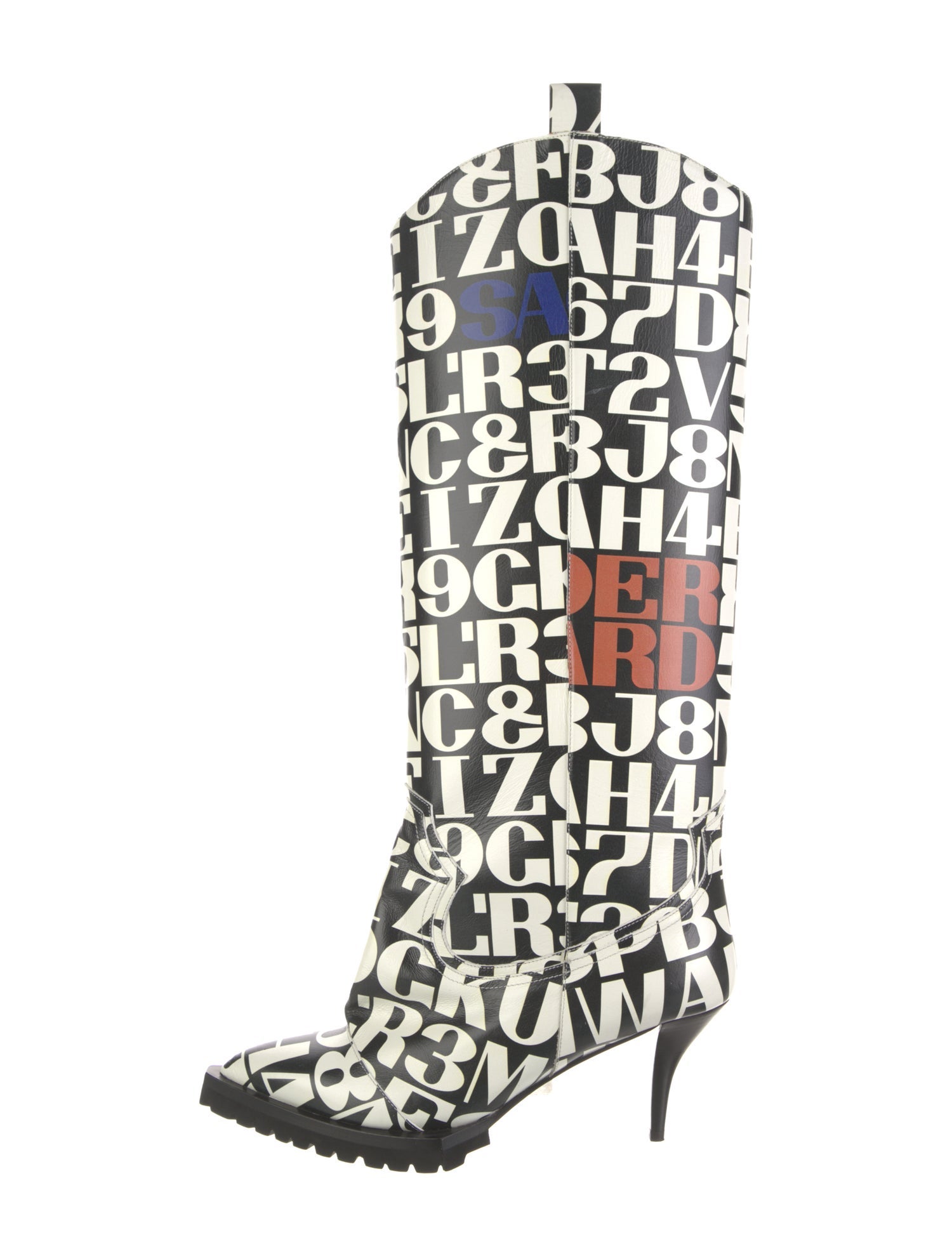 Sacai Leather Printed Boots