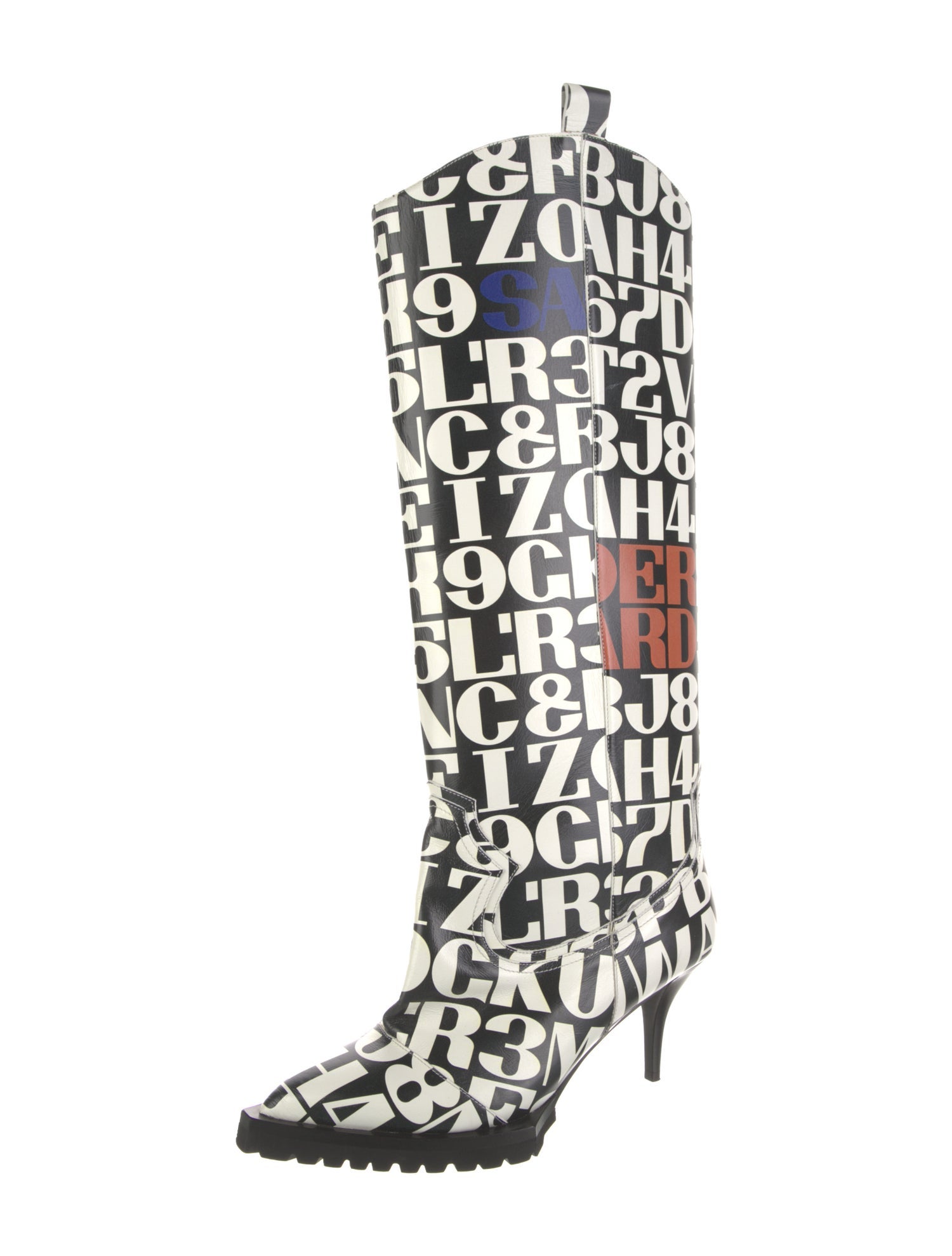 Sacai Leather Printed Boots