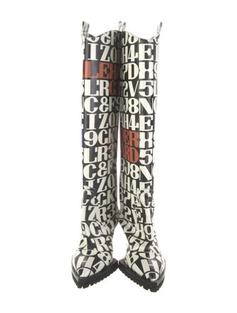 Sacai Leather Printed Boots