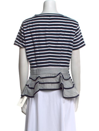 Sacai Striped Scoop Neck T-Shirt