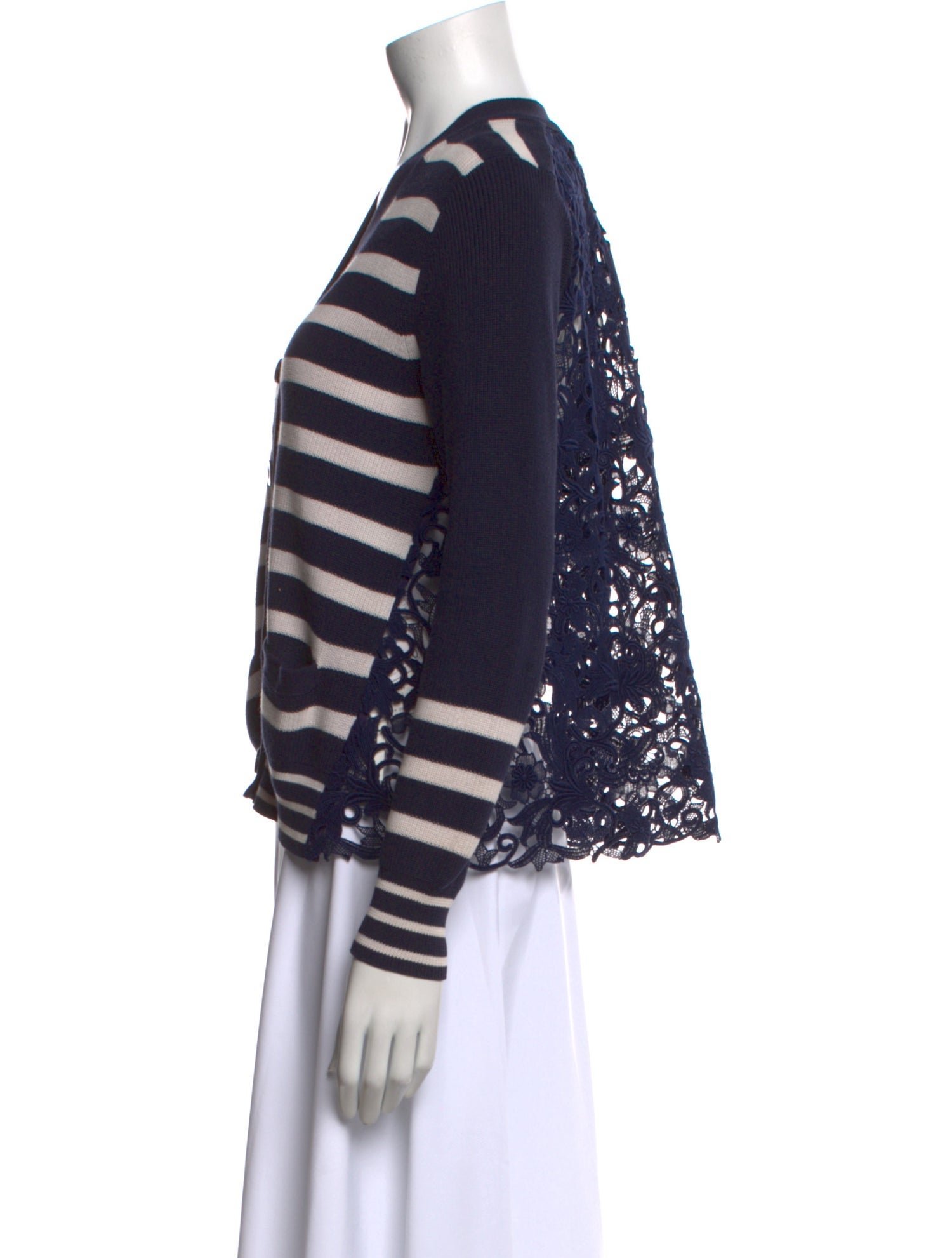 Sacai Striped V-Neck Sweater