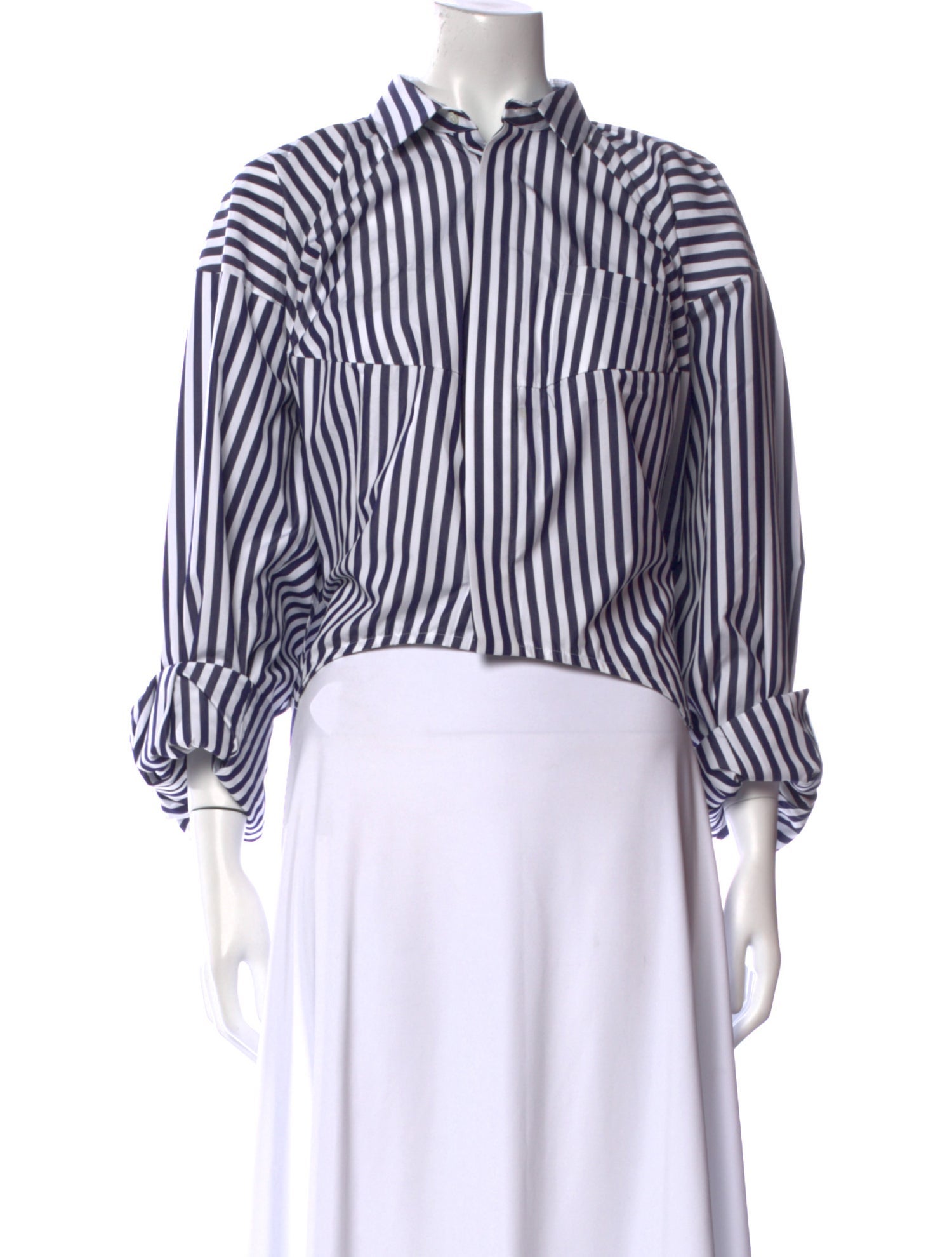 Sacai Striped Mock Neck Crop Top