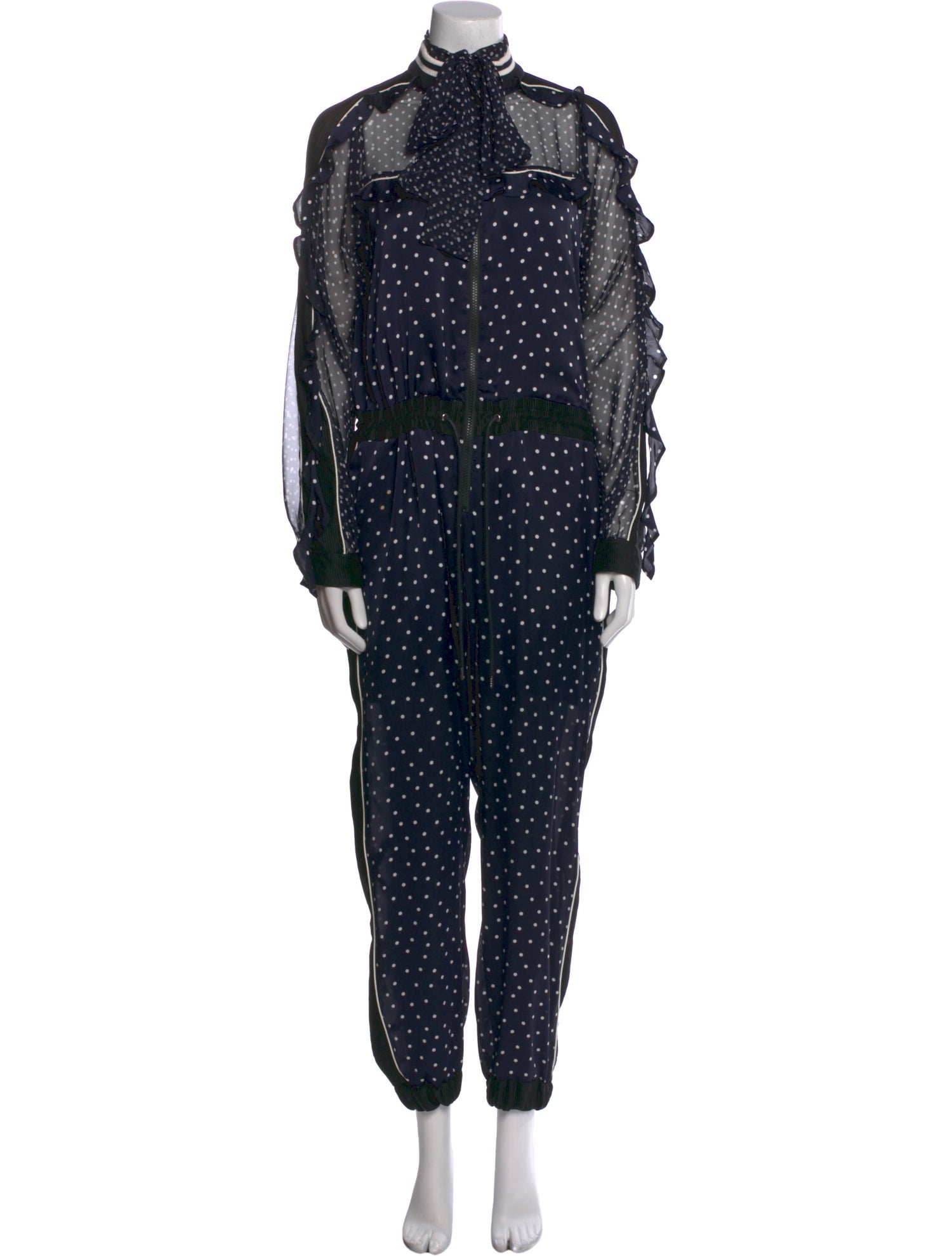 Sacai Polka Dot Print Mock Neck Jumpsuit