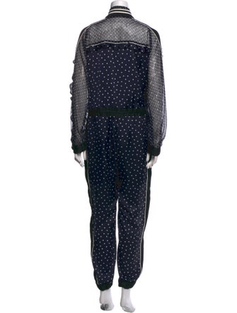 Sacai Polka Dot Print Mock Neck Jumpsuit