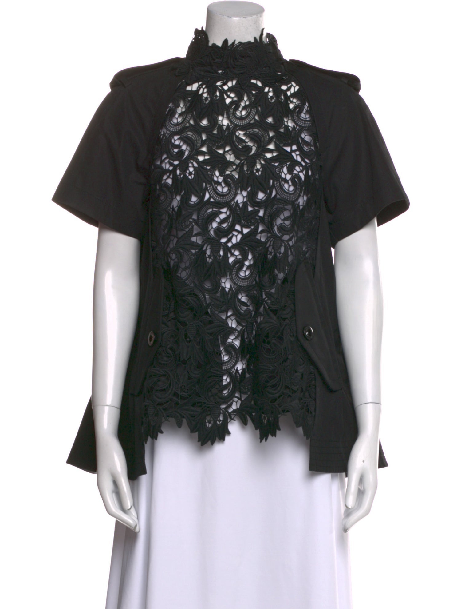 Sacai Lace Pattern Mock Neck Blouse