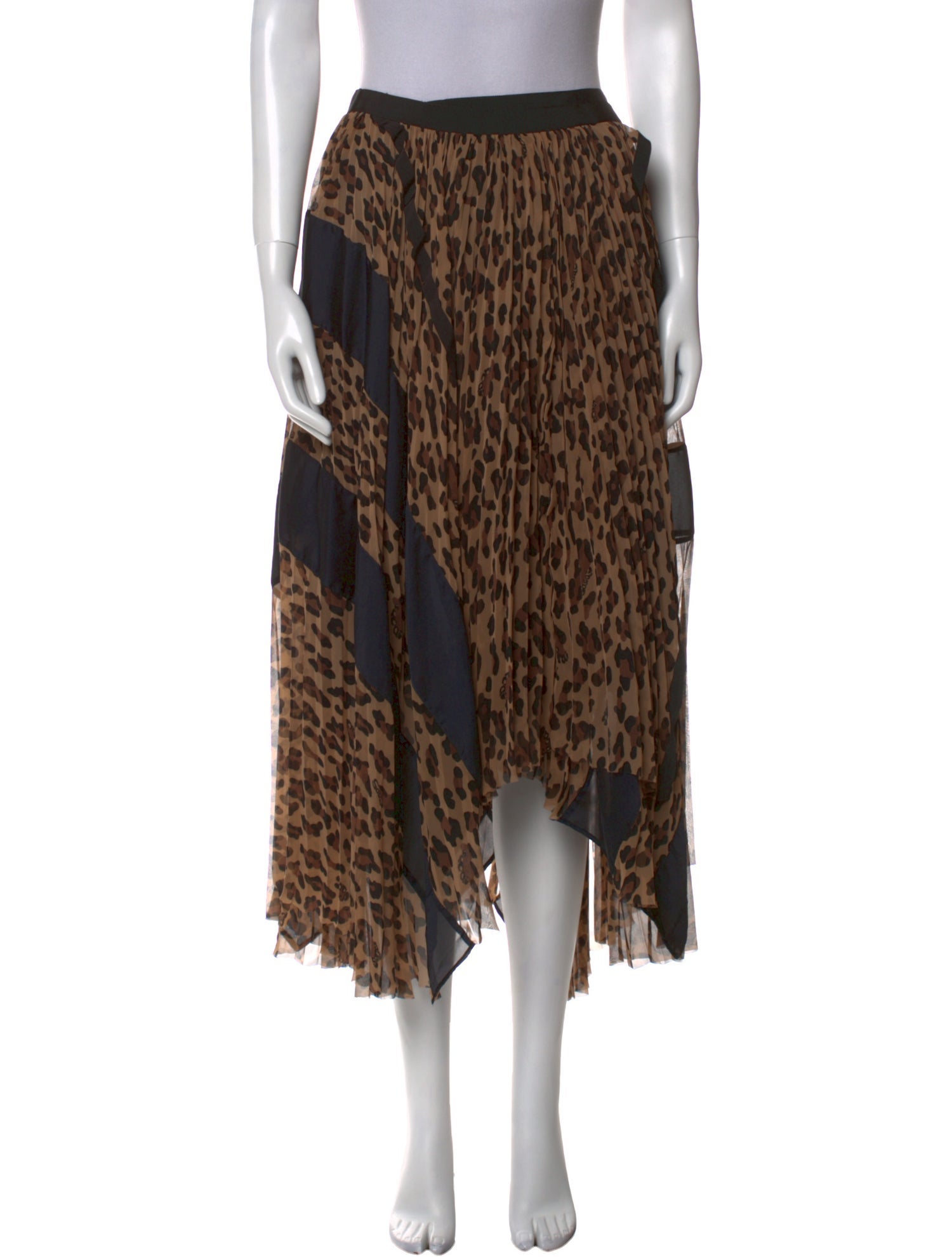 Sacai Animal Print Midi Length Skirt