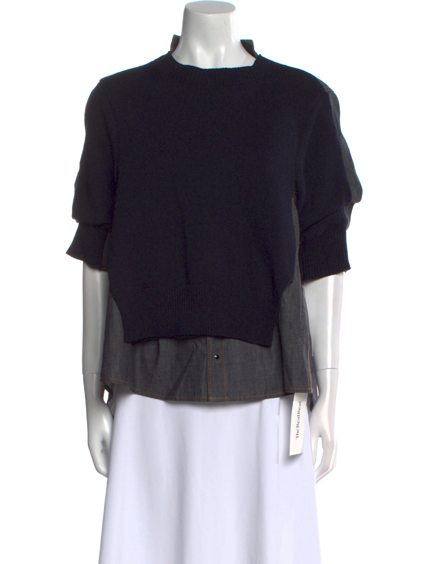 Sacai Mock Neck Three-Quarter Sleeve Blouse w/ Tags