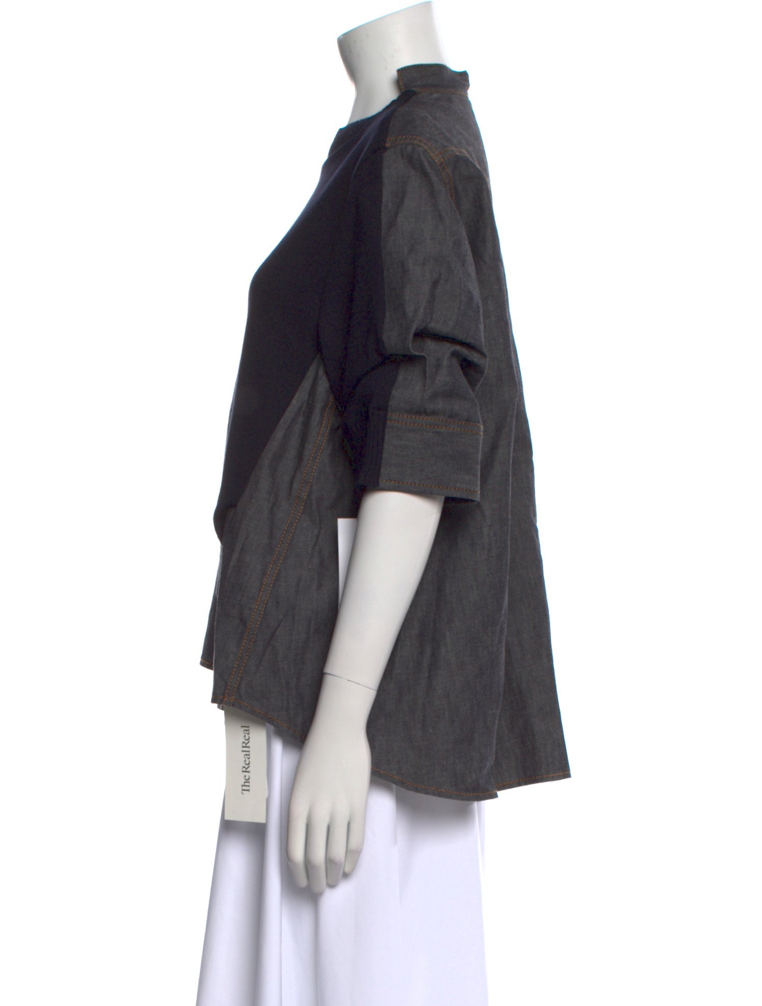 Sacai Mock Neck Three-Quarter Sleeve Blouse w/ Tags