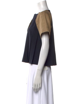 Sacai Colorblock Pattern Scoop Neck Crop Top