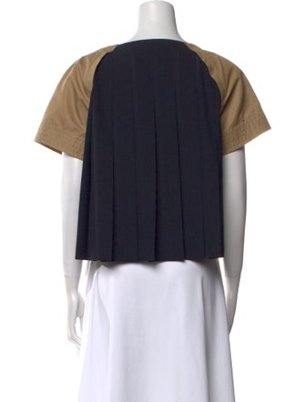 Sacai Colorblock Pattern Scoop Neck Crop Top