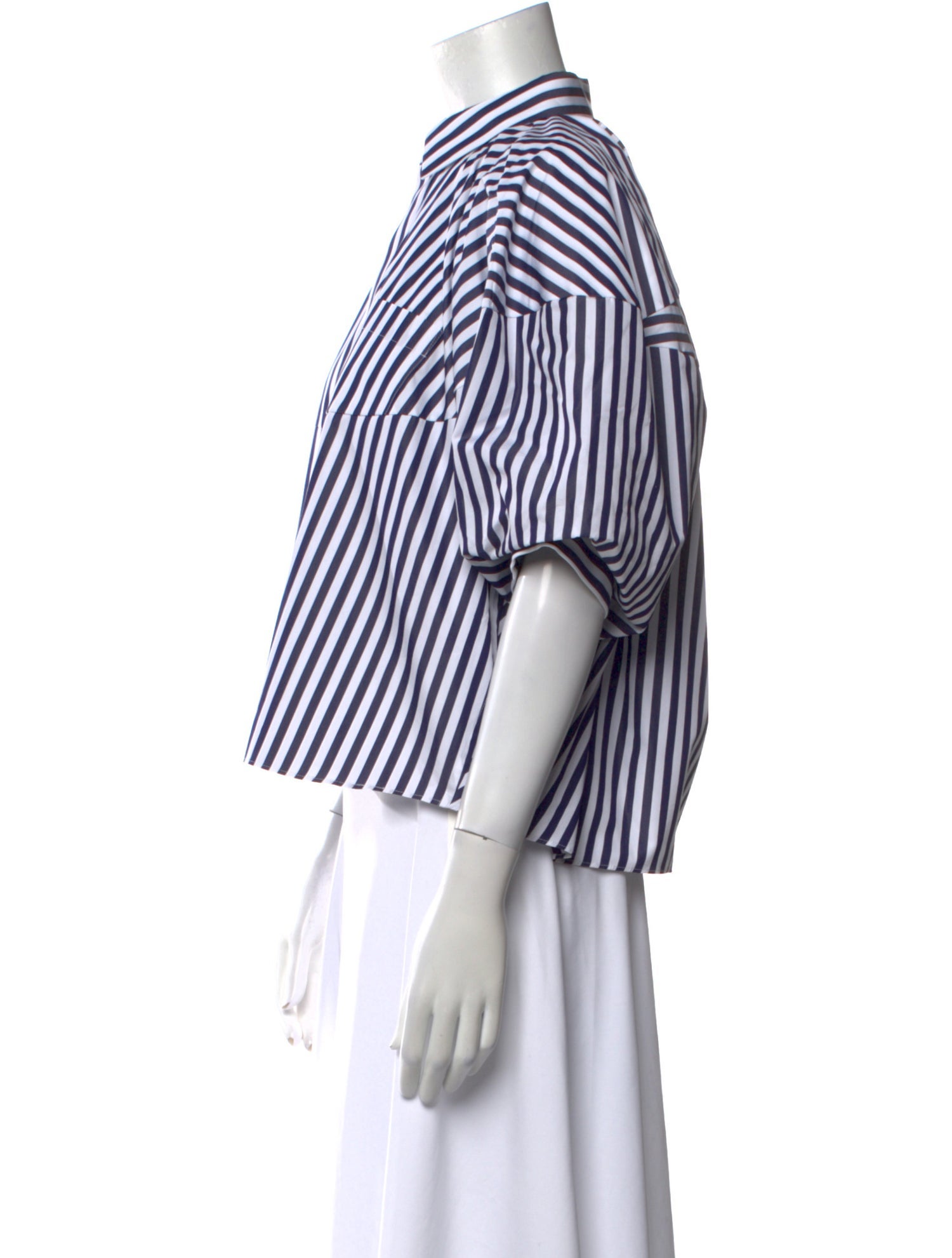 Sacai Striped Three-Quarter Sleeve Crop Top