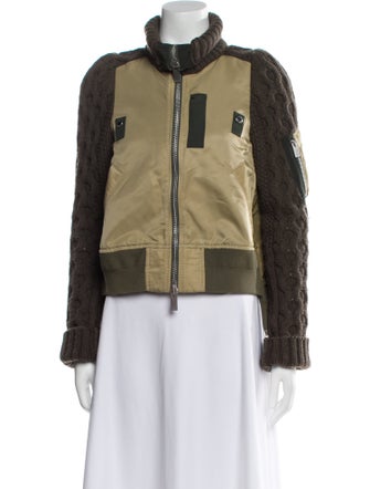 Sacai Nylon Colorblock Pattern Bomber Jacket