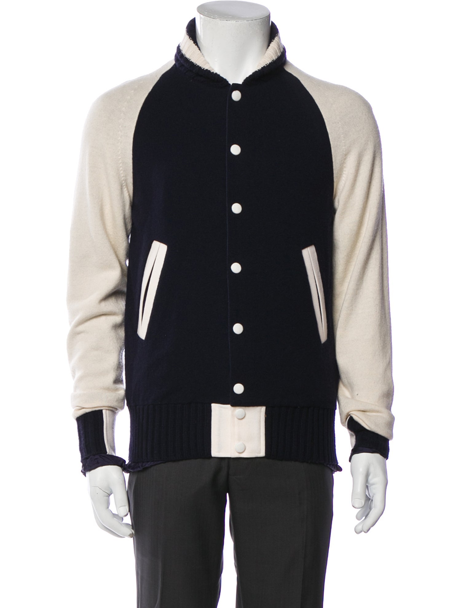 Sacai Wool Colorblock Pattern Bomber Jacket
