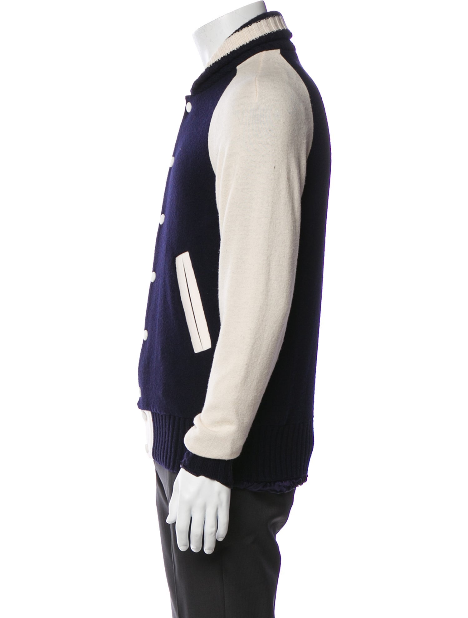 Sacai Wool Colorblock Pattern Bomber Jacket