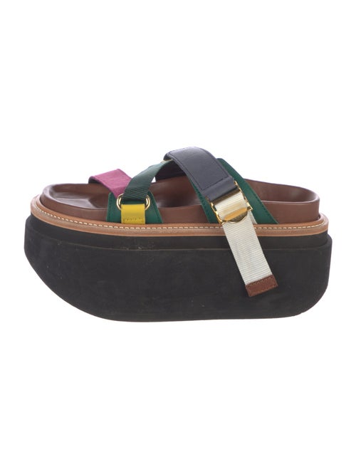 Sacai Leather Colorblock Pattern Slides