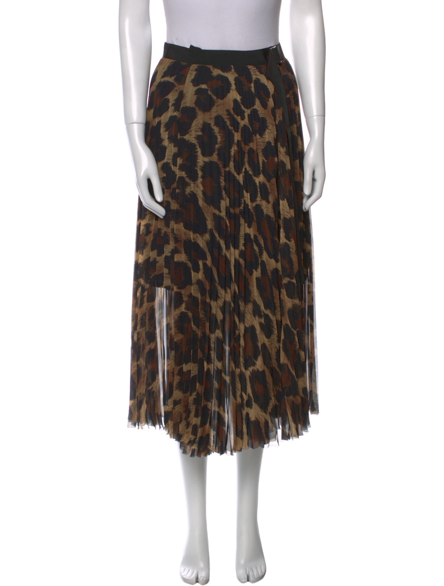 Sacai Animal Print Midi Length Skirt