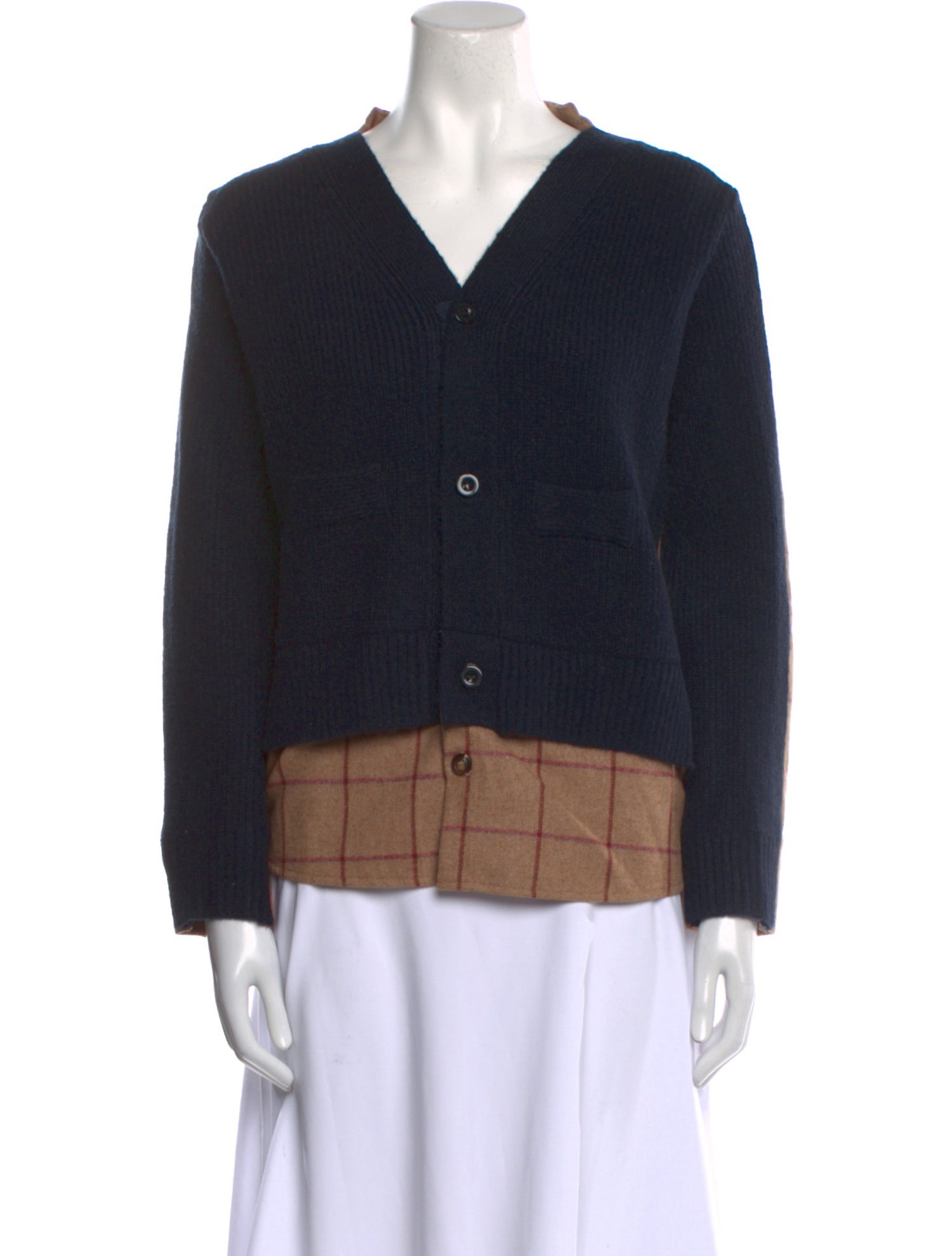 Sacai Colorblock Pattern V-Neck Sweater