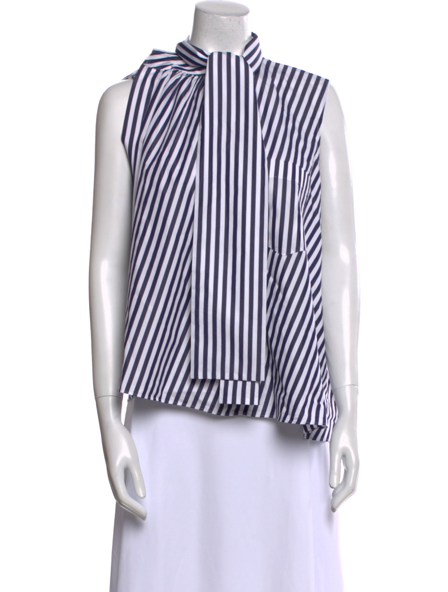 Sacai Striped Mock Neck Button-Up Top