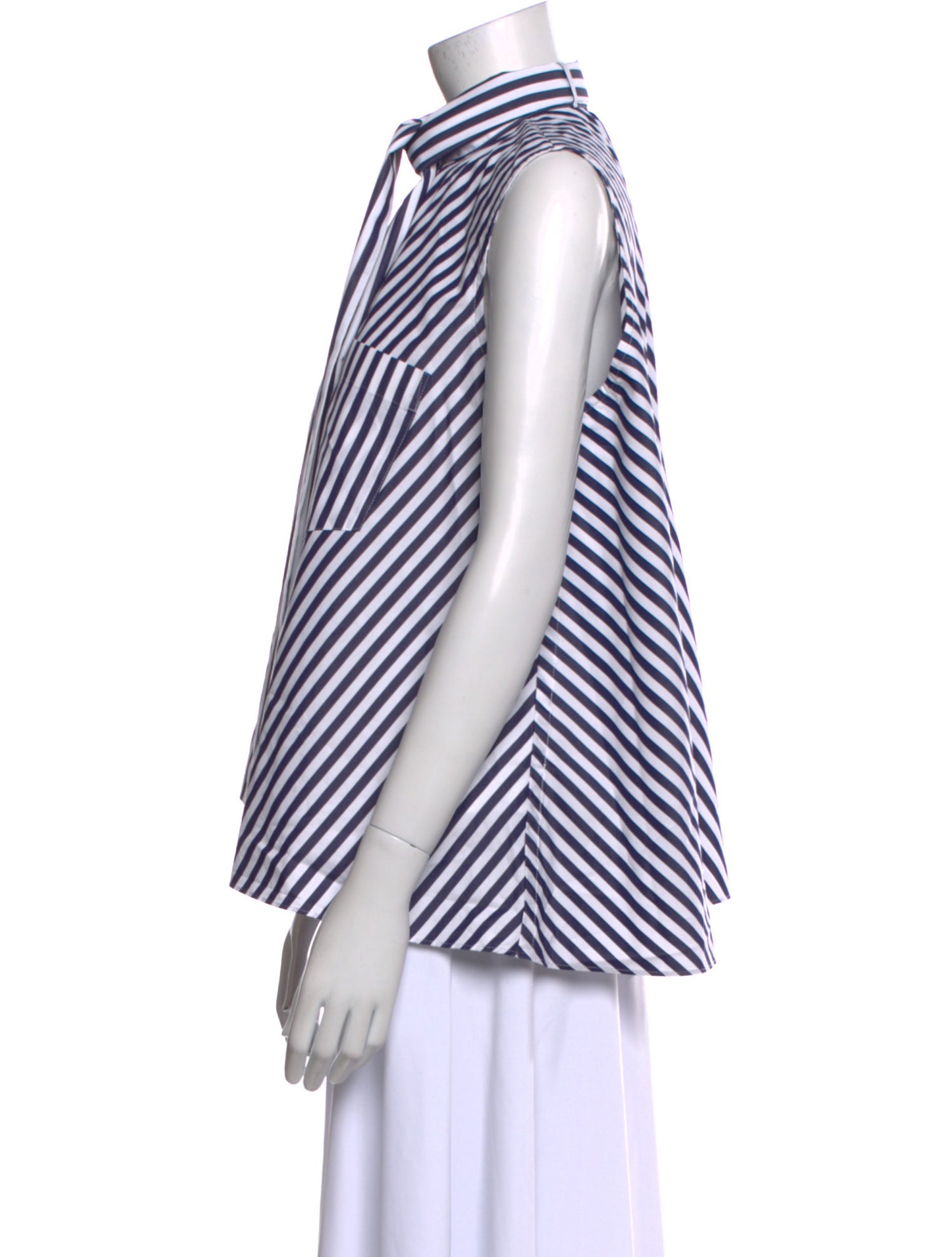 Sacai Striped Mock Neck Button-Up Top