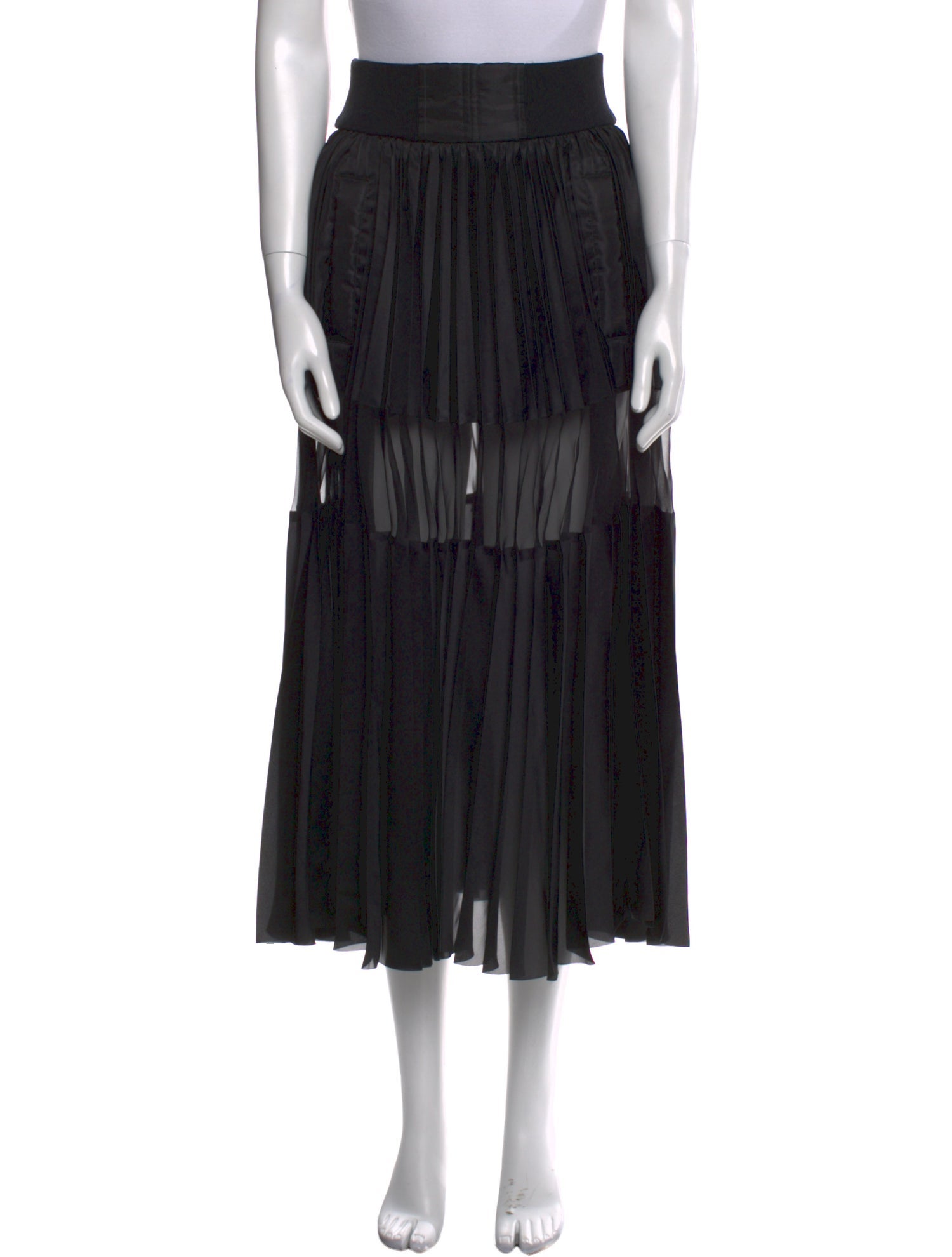 Sacai Pleated Accents Midi Length Skirt