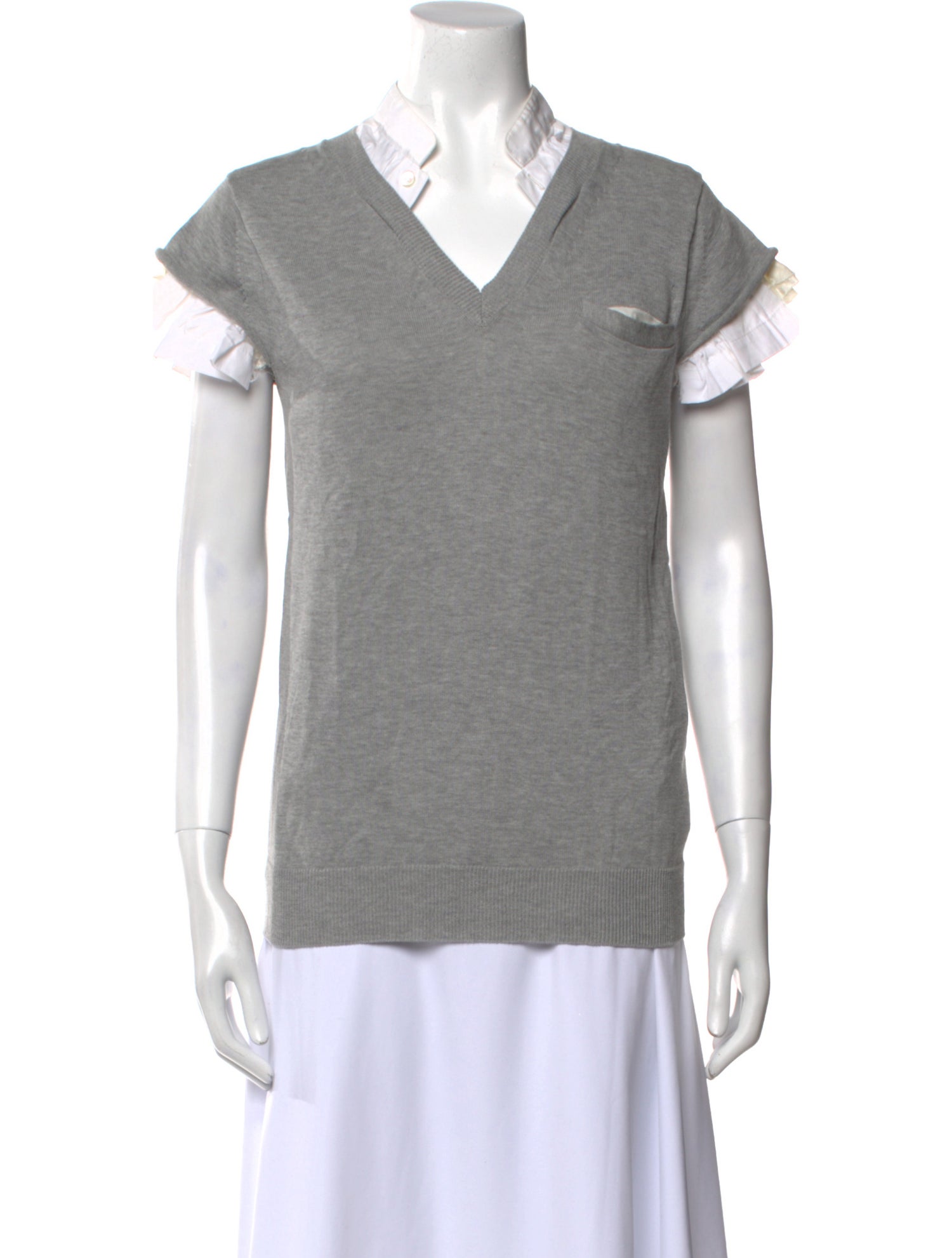 Sacai V-Neck Short Sleeve Polo