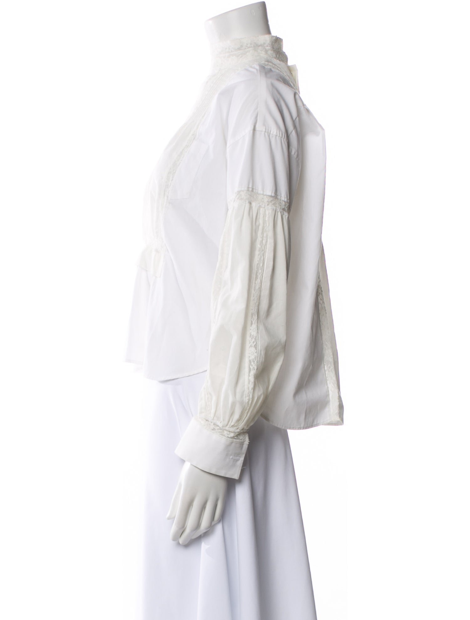 Sacai Mock Neck Three-Quarter Sleeve Crop Top